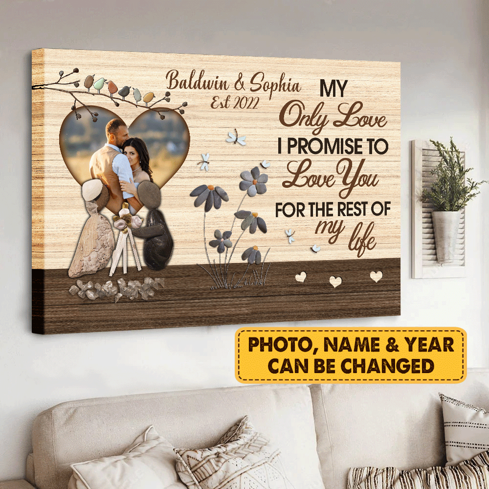 Couple Canvas - Personalized Custom Landscape Canvas - My Only Love My Life - Custom Gift for Couple, Lovers, Family