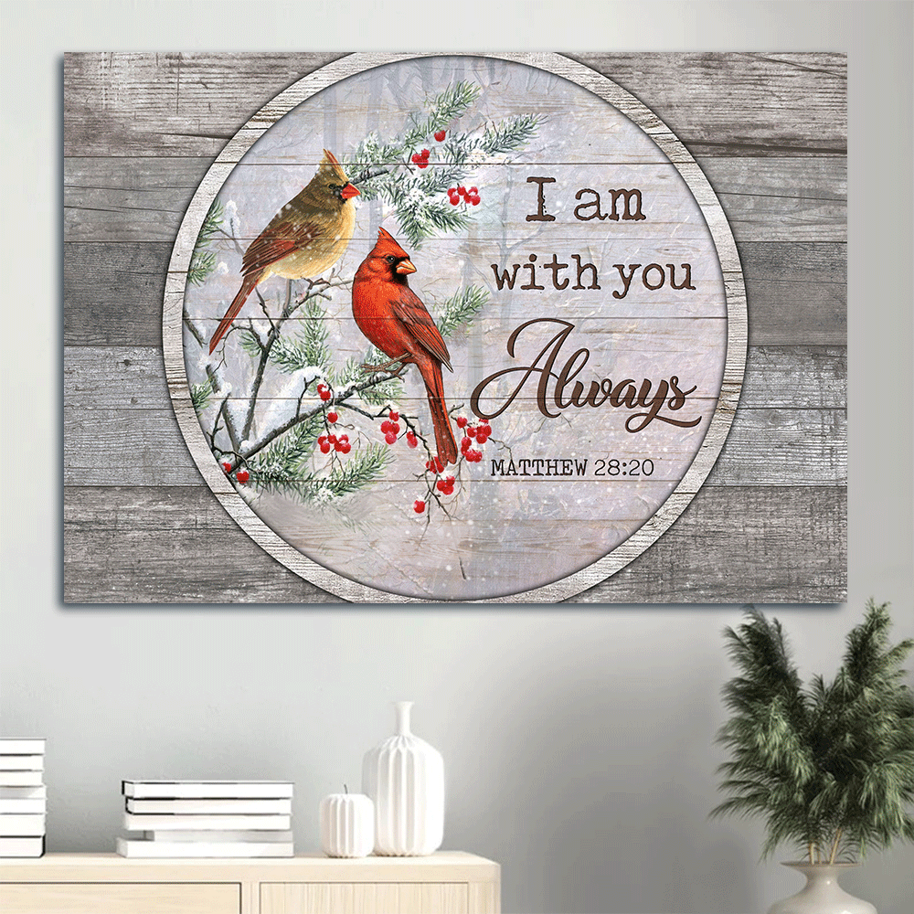 Heaven Landscape Canvas - Red cardinal, Winter painting, I am with you always Landscape Canvas - Memorial Gift For Family Members Canvas Prints, Wall Art