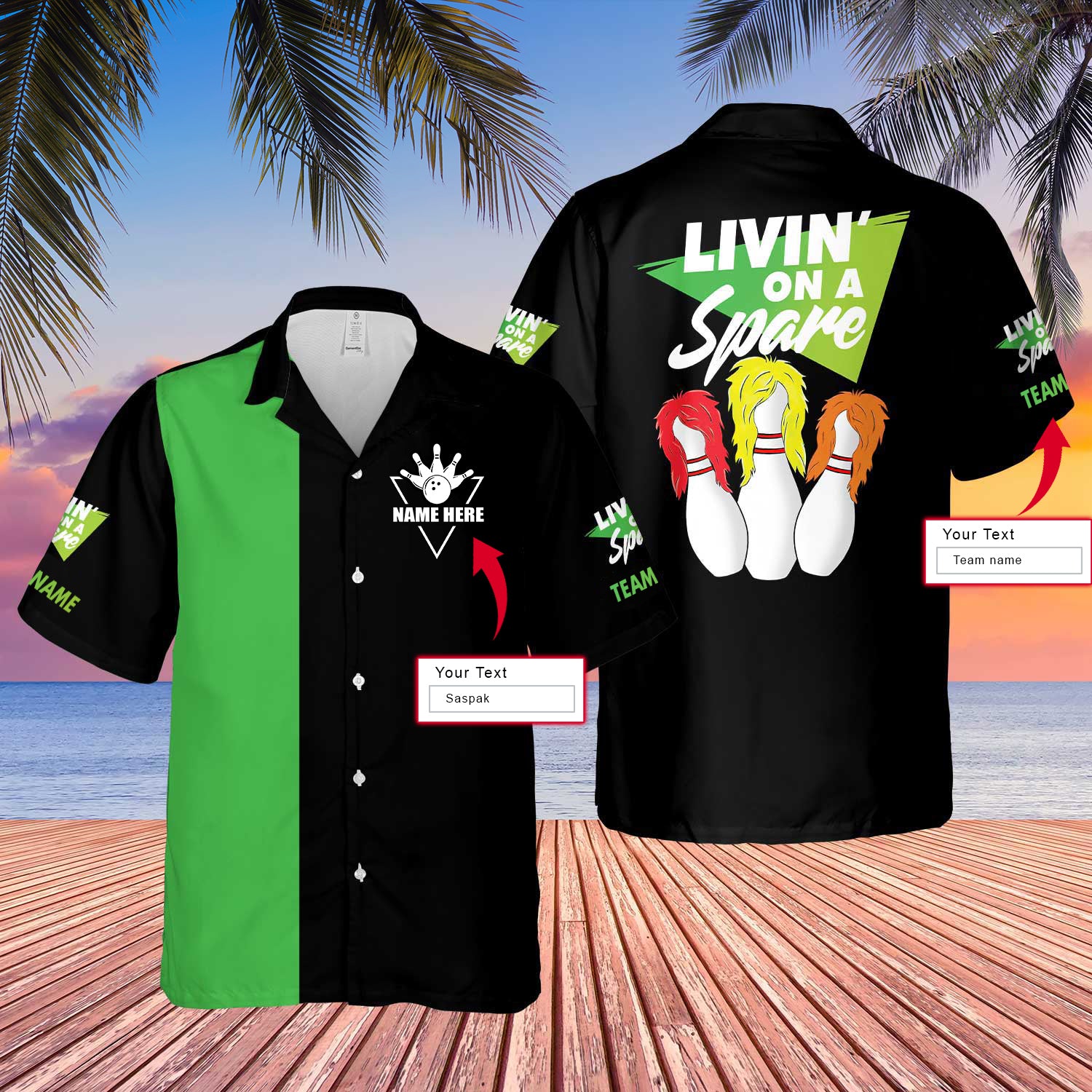 Bowling Custom Hawaiian Shirt, Personalized Hawaiian Shirt, Custom Name And Team Name, Bowling Livin' On A Spare Shirt For Men, Women, Bowling Team
