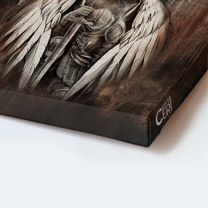 Jesus Portrait Canvas - Lion of Judah, Knight of God, Warrior with wings, Fight for Jesus Canvas - Gift for Christian Portrait Canvas