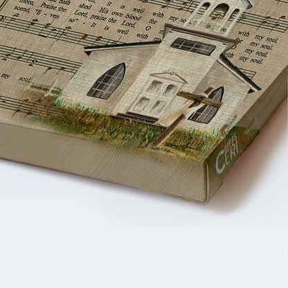 Jesus Portrait Canvas - Pretty church, Beautiful lily, Music sheet Canvas - Gift for Christian - It is well with my soul Portrait Canvas