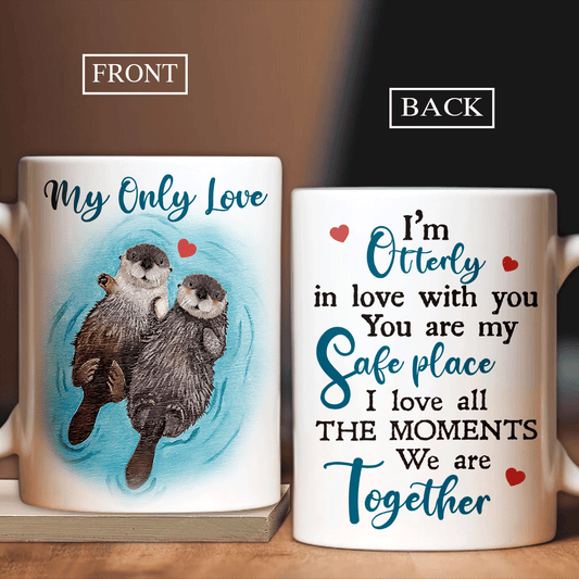 Couple Mug - Perfect Gift For Your Lover, His and Her Gift, Husband and Wife Cup - Otter and Blue Ocean Mug, I love all the moments we are together