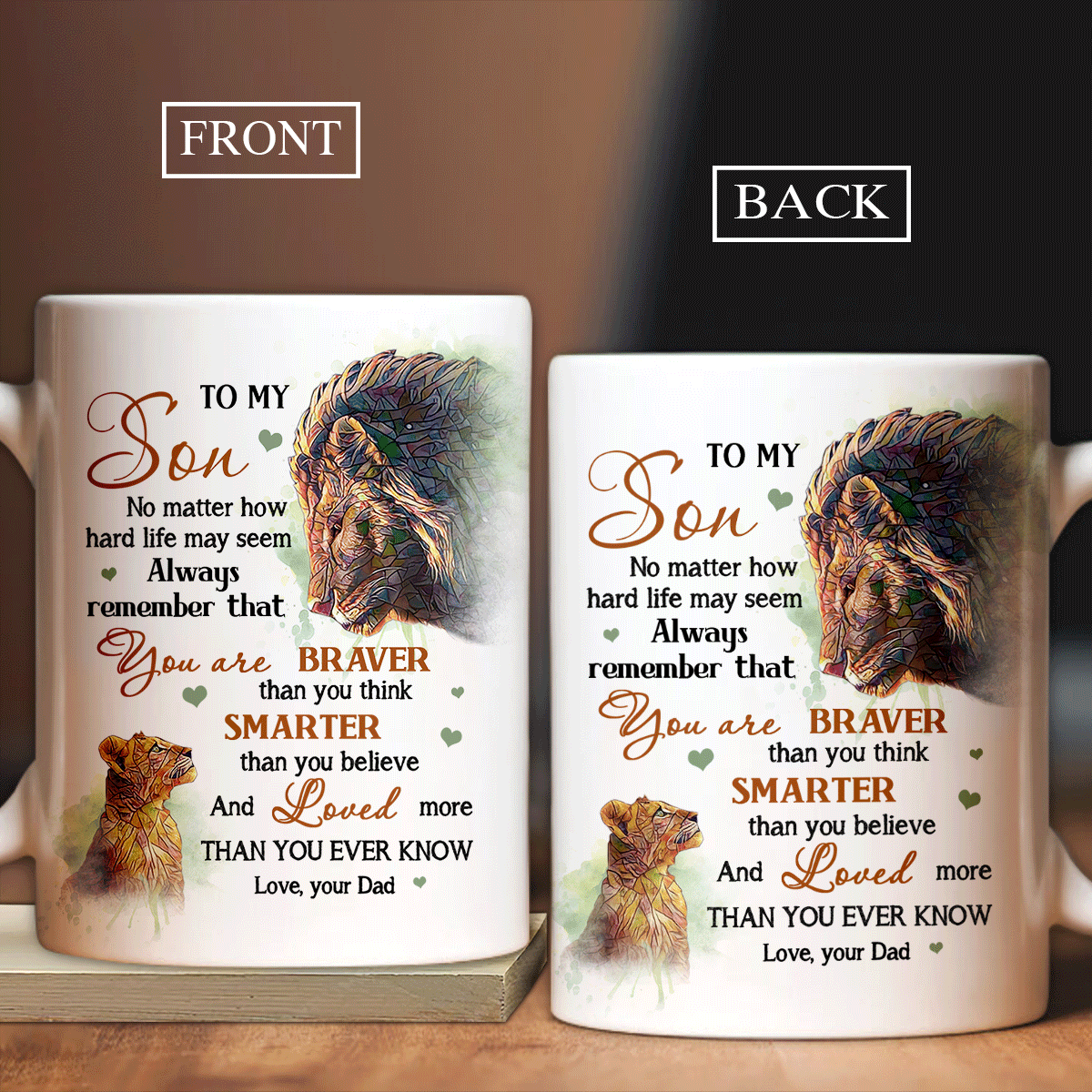 Family White Mug, Son And Dad Mug - Gifts For Son From Dad - Lion King And His Cub Mug, You Are Loved More Than You Ever Know Mug