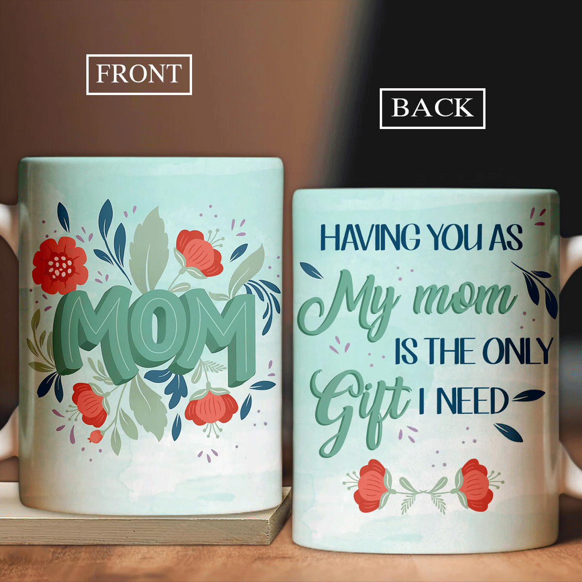 Mother's Day Mug Gifts, Perfect Gift For Mom, Mother - Daughter to mom Mug, Having you as my mom is the only gift Coffee Mug