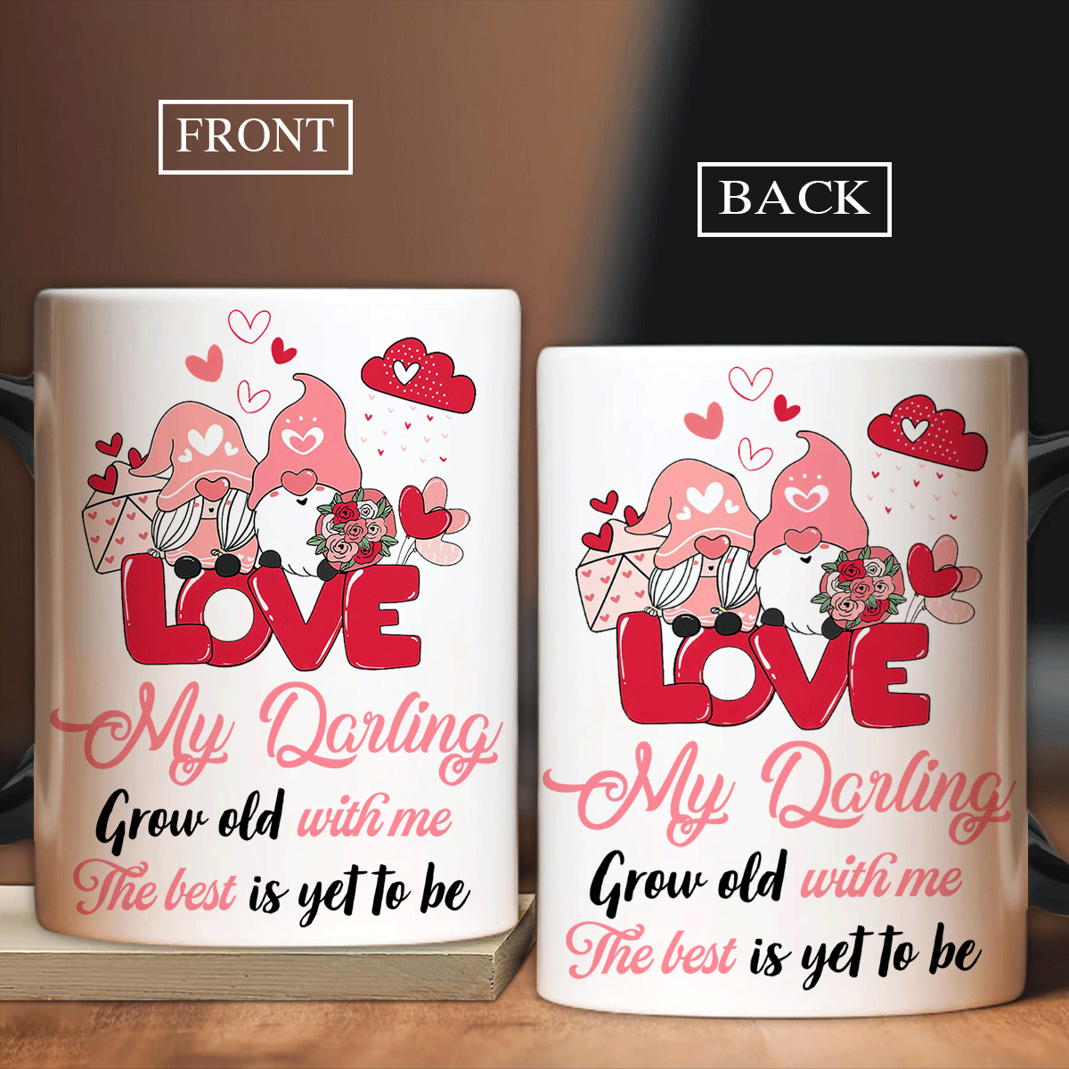 Couple Mug, Anniversary Gift, Valentine's Day Gift For Husband, Wife, Partner, Couple - Gnome Couple, Grow Old With Me, The Best Is Yet To Be Mug