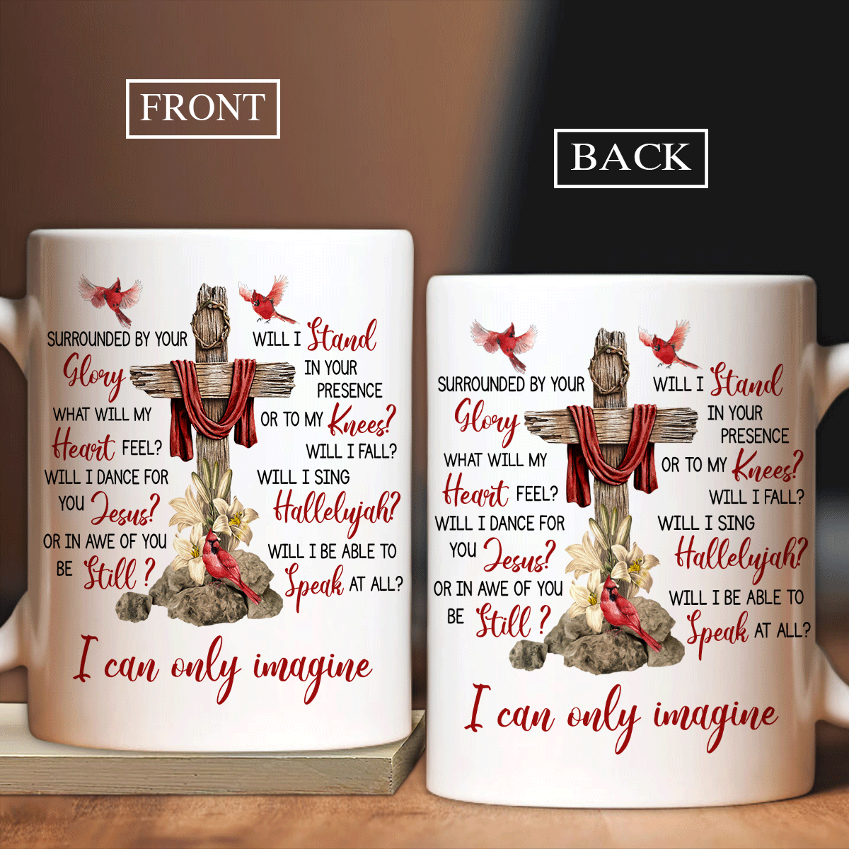 Jesus White Mug, Christian Mug Gift, God Coffee Mug, Religious Mug, Faith Mug - Lily Flower And Cardinal Mug, Cross Symbol Mug, I Can Only Imagine