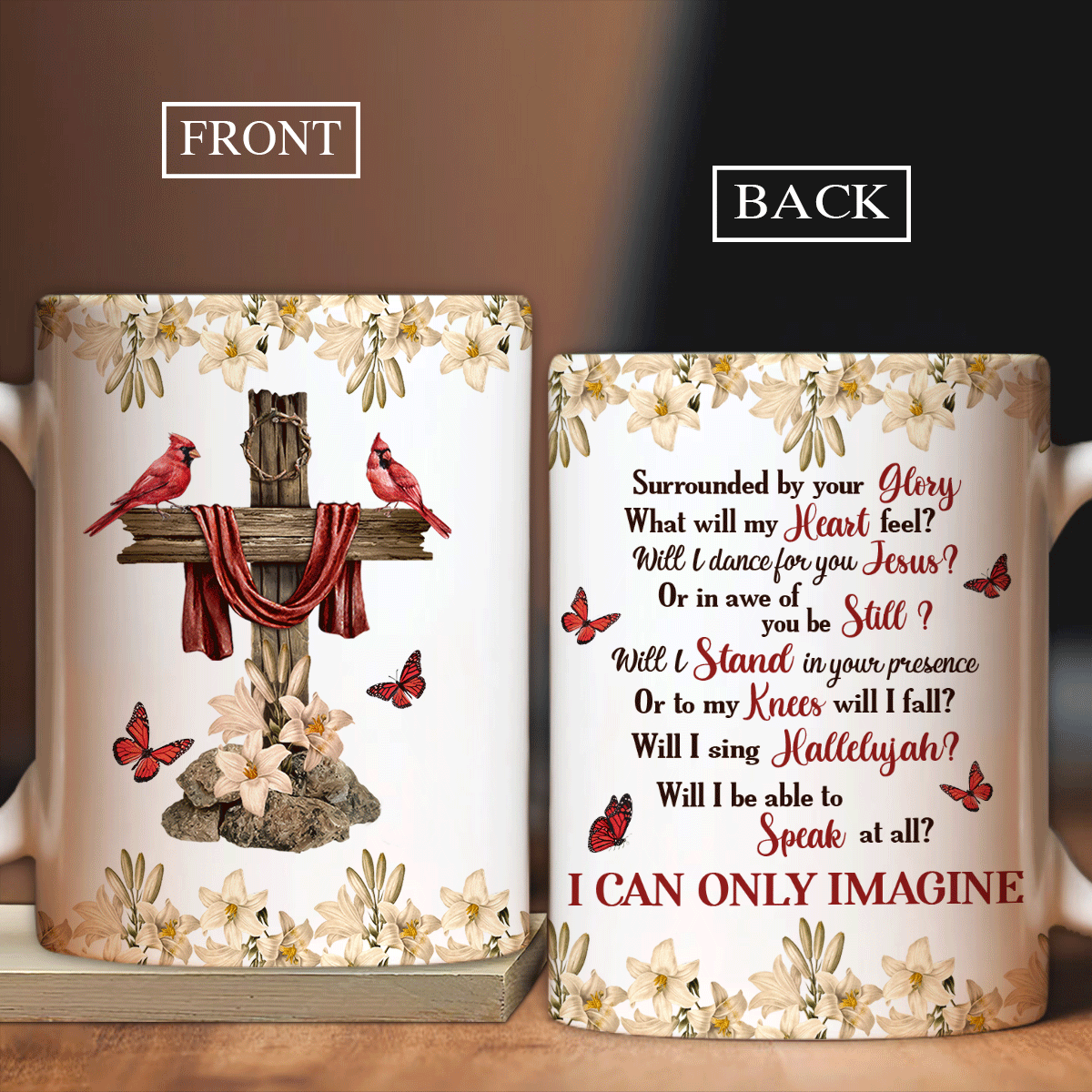 Jesus White Mug, Christian Mug Gift, God Coffee Mug, Religious Mug, Faith Mug - Lily Flower Mug, Red Cardinal And Cross Mug, I Can Only Imagine