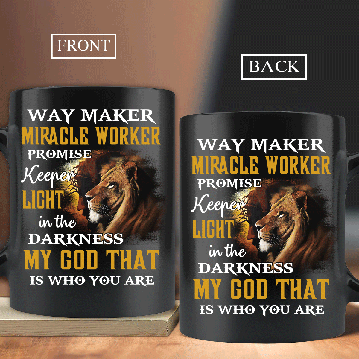 Jesus Black Mug, Christian Mug Gift, God Coffee Mug, Religious Mug, Faith Mug - Lion Of Judah, Jesus Is The Light In The Darkness