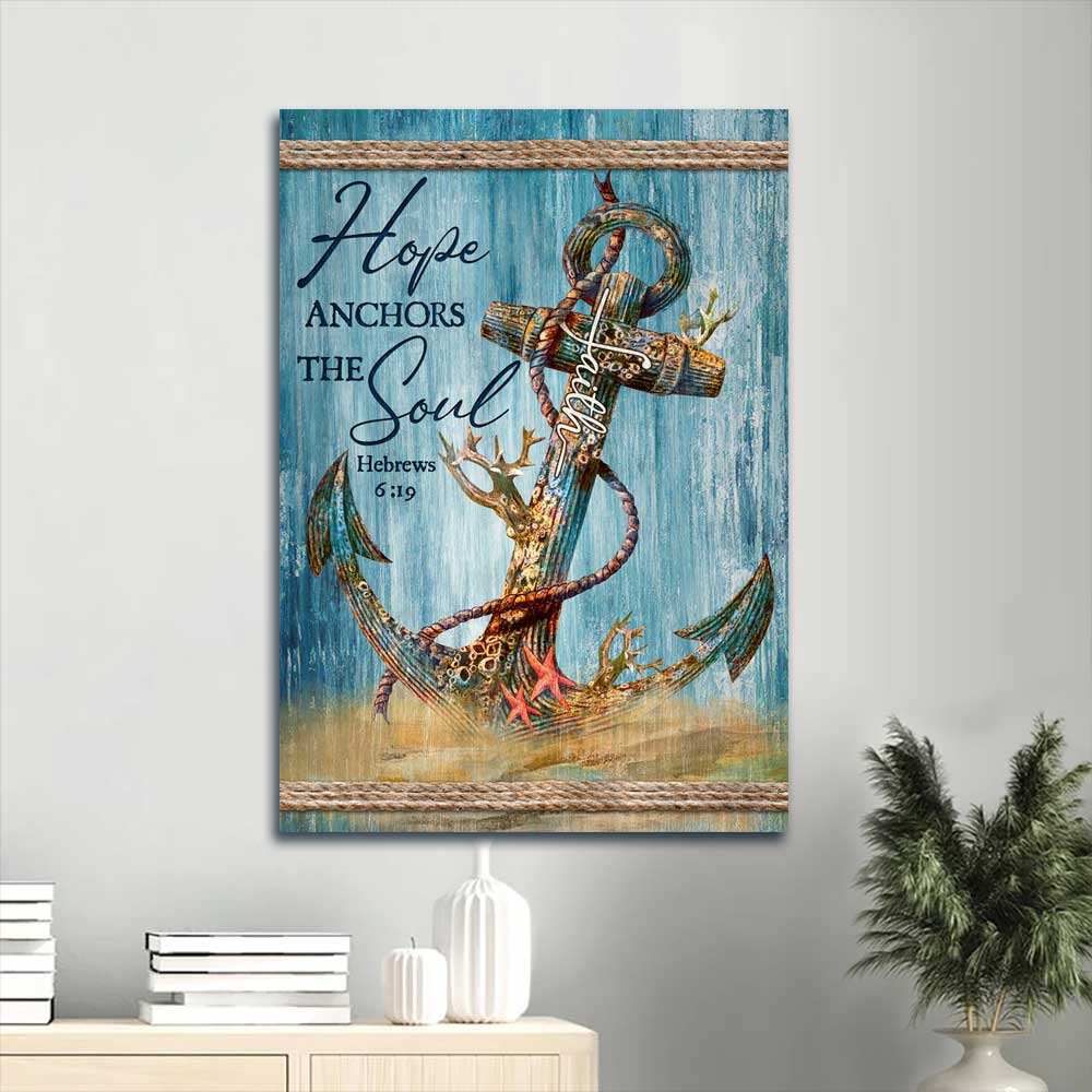 Jesus Portrait Canvas - Luxury anchor, Deep ocean, Red starfish Portrait Canvas - Gift For Christian - Hope anchors the soul Portrait Canvas