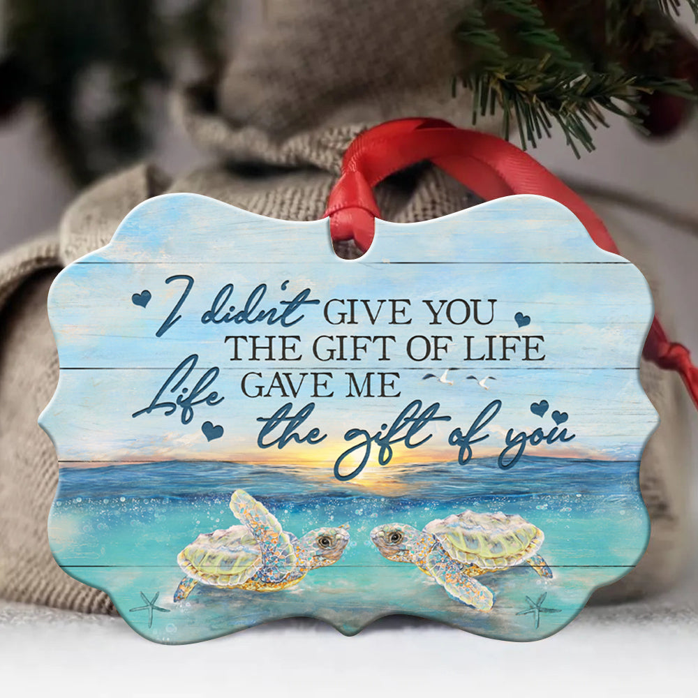 Couple Benelux Aluminum Ornament - Sea Turtle, beautiful horizon - Christmas Gift For Couple, Spouse, Lover - Life gave me the gift of you
