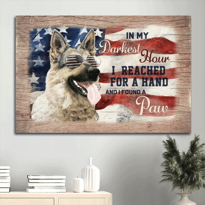 Landscape Canvas- Awesome German Shepherd, US Flag Glasses, Dog Landscape Canvas- Gift For German Shepherd- In My Darkest Hour, I Found A Paw