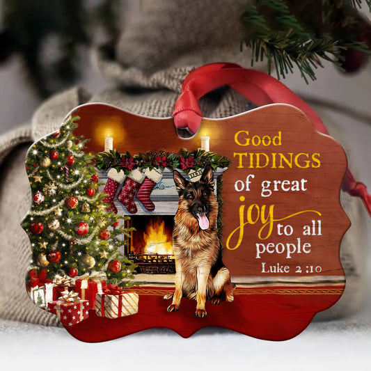 German Shepherd Benelux Aluminum Ornament- Jesus, Christmas Night, Christmas Gifts- Gift For German Shepherd Lover- God Tidings Of Great Joy To All People