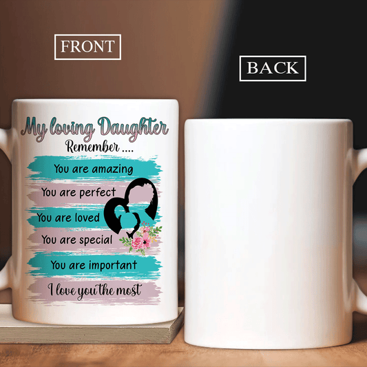 Family White Mug, Daughter And Mom Mug - Gifts For Daughter From Mom - Mom To Daughter, Family Silhouette, I Love You The Most Mug