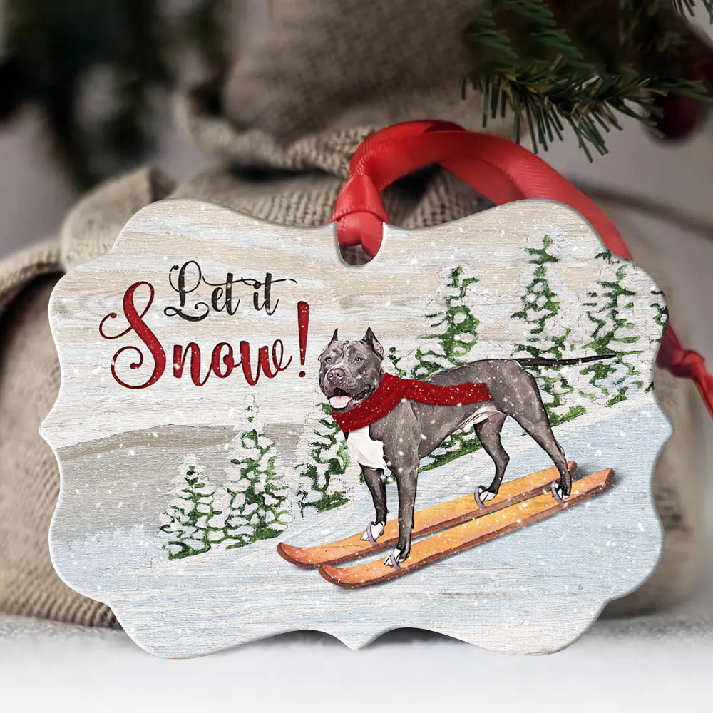 Pitbull -  Benelux Aluminum Ornament - Pitbull With Snow, Christmas Tree, Let It Snow - Gift For Pitbull Lover, Gift For Dog Lover, Dog Mom, Gift For Christmas Home Decor