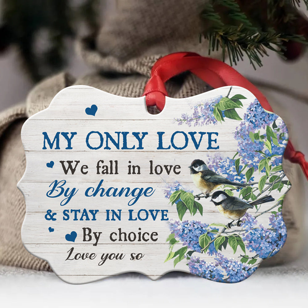 Couple - Benelux Aluminum Ornament - Couple Hummingbird, Purple flower - We fall in love by change - Christmas Gift For Couple, Spouse, Lover, Husband, Wife, Boyfriend, Girlfriend