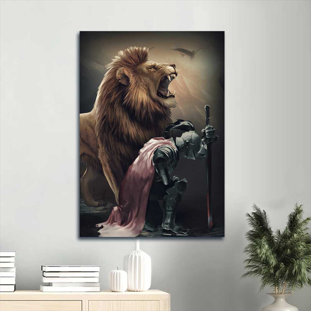 Jesus Portrait Canvas - Lion of Judah, The knight of God, Amazing warrior Portrait Canvas - Gift For Christian Portrait Canvas