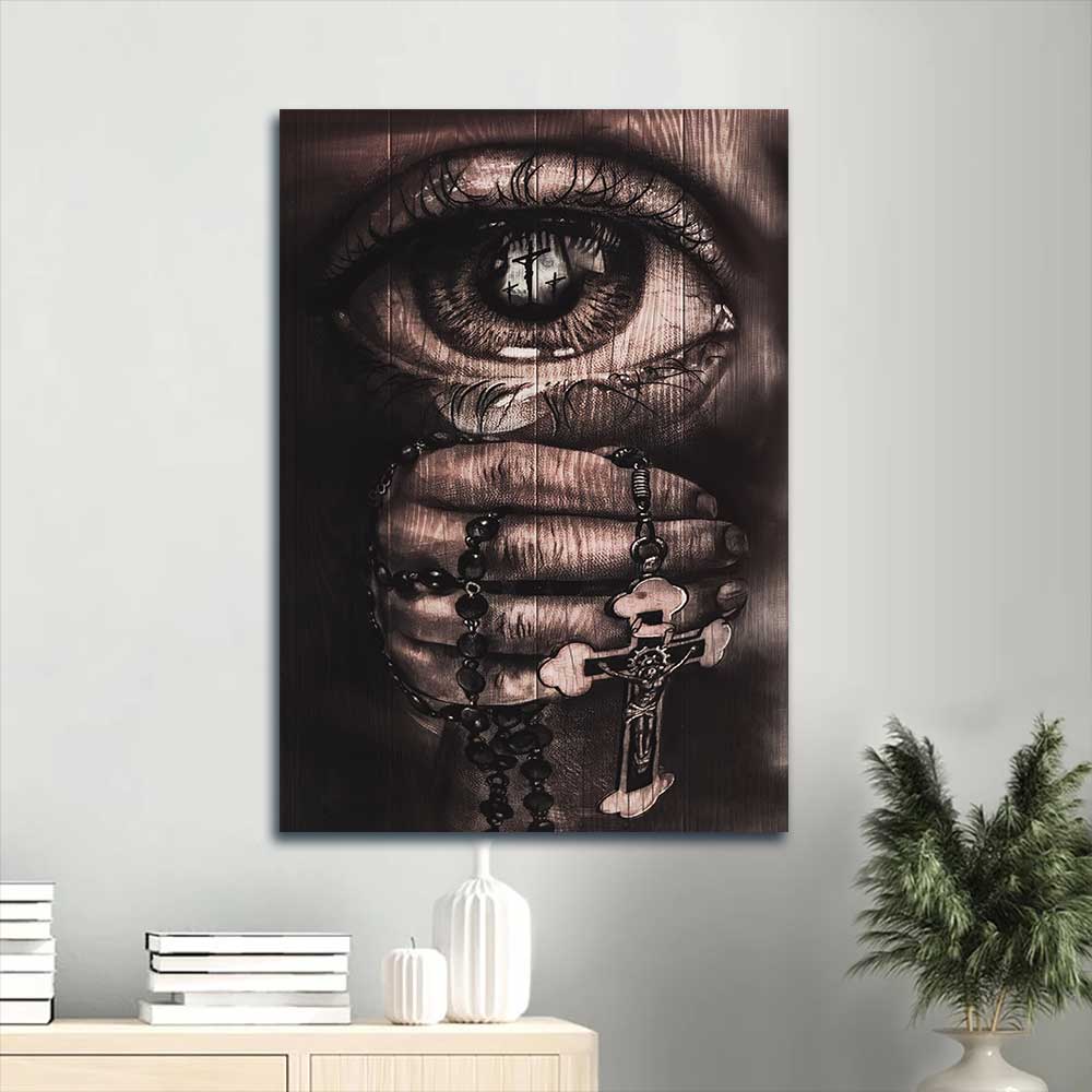 Jesus Portrait Canvas - Stunning Eyes, Jesus Calls, Jesus Painting, Pray For Healing, Cross Symbol Canvas - Gift For Christian