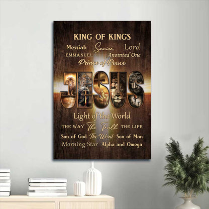 Jesus Portrait Canvas - Names of Jesus, Jesus painting, Warrior of God Canvas - Gift for Christian Portrait Canvas Prints, Wall Art