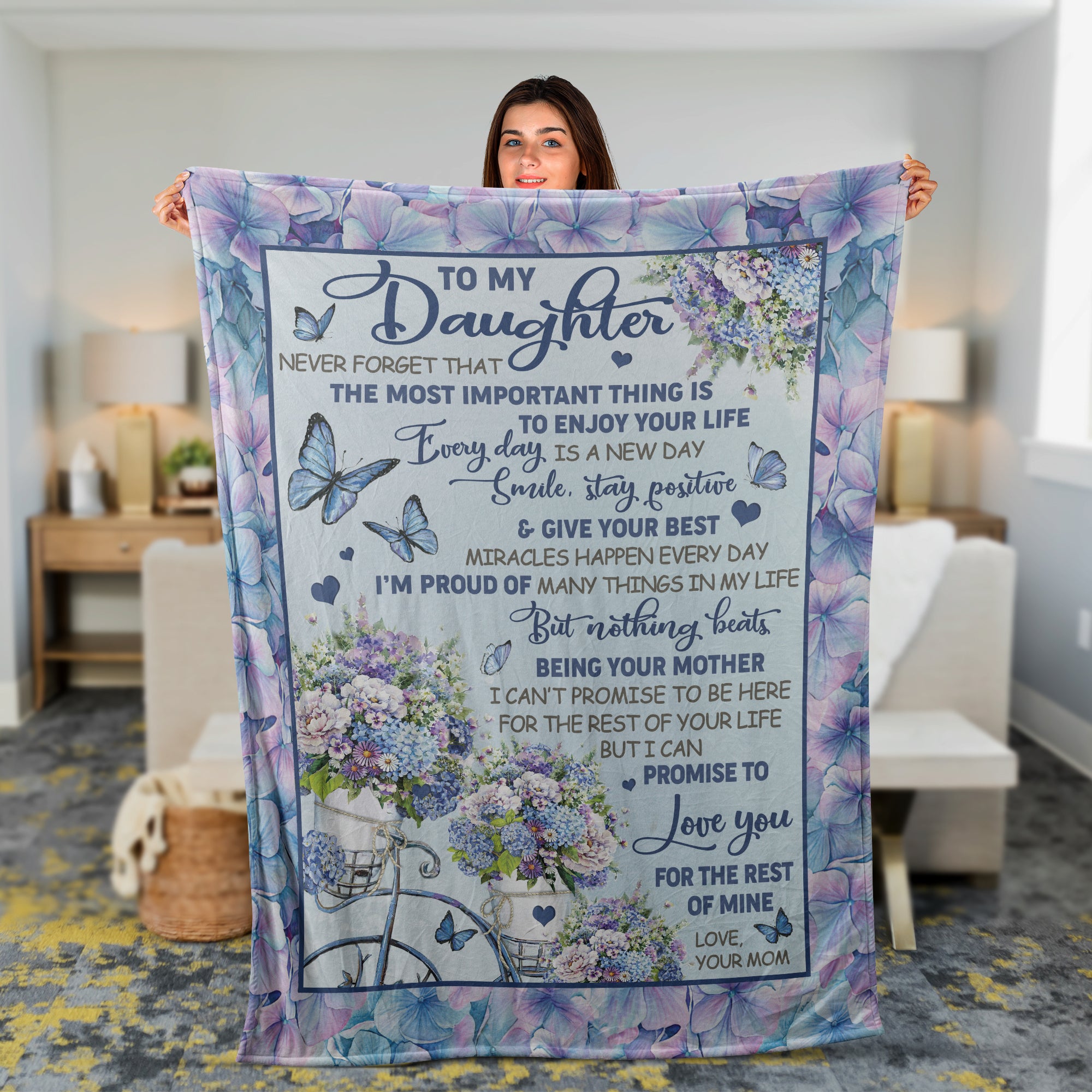 Family Blanket, Daughter And Mom Blanket, Gifts For Daughter From Mom, Mom To Daughter Blanket - The Most Important Thing Is To Enjoy Your Life