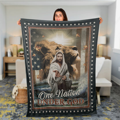 Christian Throw Blanket, Jesus Blanket, Faith Blanket, Inspirational Gift - One Nation Under God Blanket
