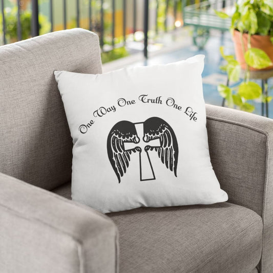 Bible Verse Pillow - Jesus Pillow - Gift For Christian - One Way One Truth One Life Christian Pillow