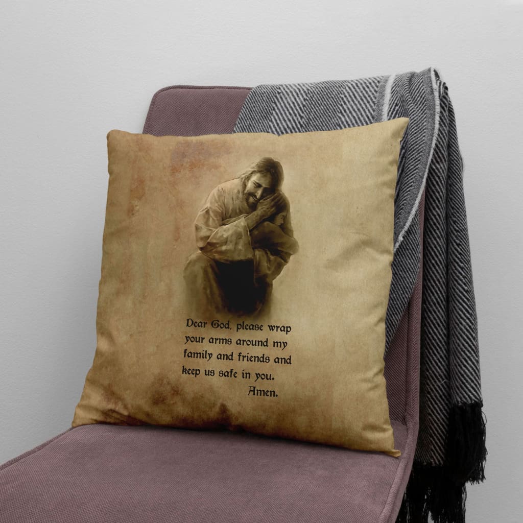 Bible Verse Pillow - Jesus Pillow - Jesus Hugs Daughter Pillow - Gift For Christian - Painting Of Jesus And A Prayer Christian Pillow