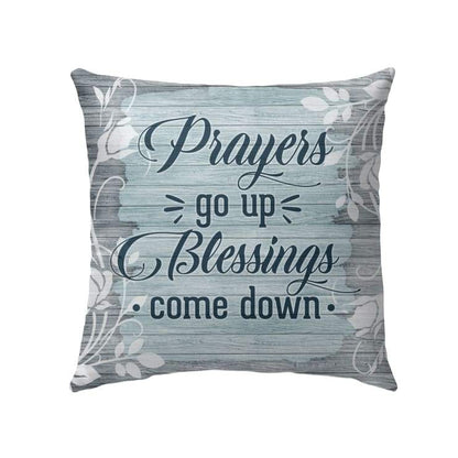 Jesus Pillow - Pray, Leaf Border Drawing Pillow - Gift For Christian - Prayers go up blessings come down Throw Pillow