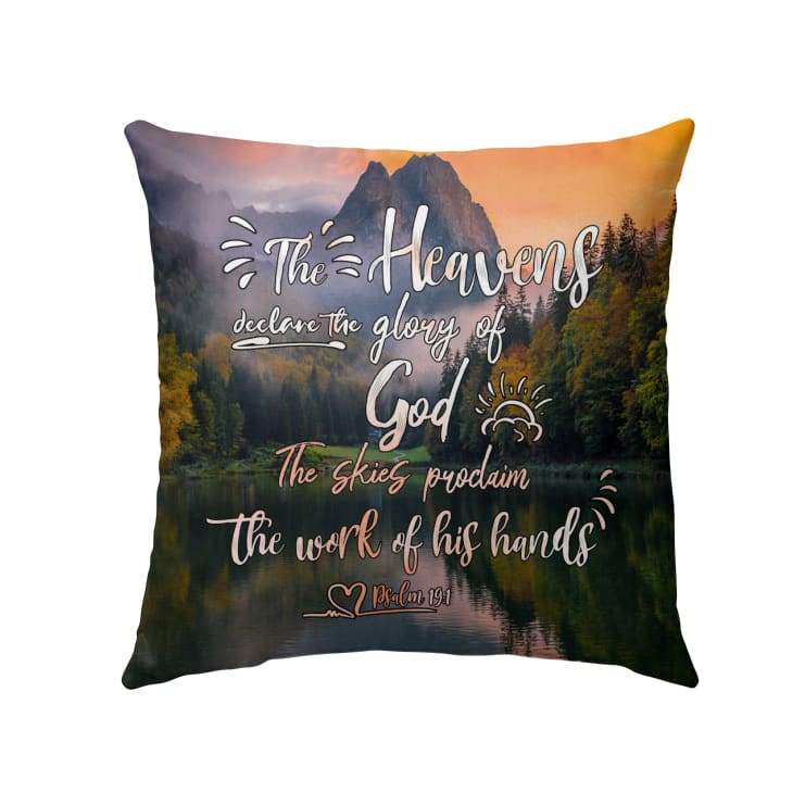 Jesus Pillow - Mountain Painting Pillow - Gift For Christan - Psalm 19:1 The heavens declare the glory of God Throw Pillow