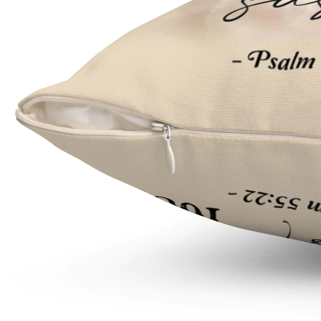 Bible Verse Pillow - Jesus Pillow - Hand Of God, Cross Pillow - Gift For Christan - Psalm 55:22 Cast your burden upon the Lord Throw Pillow