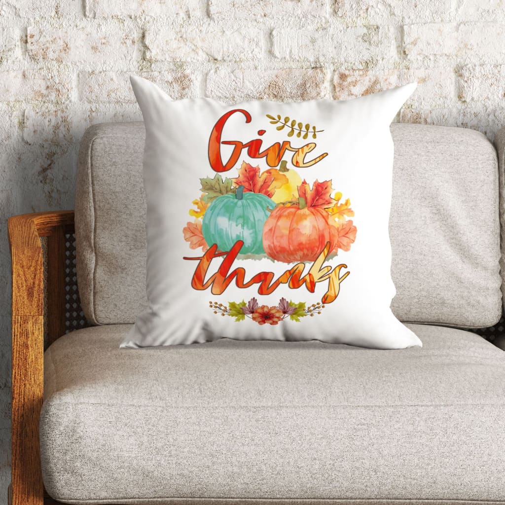 Pumpkin, Autumn Floral Leaf Pillow - Gift For Thanksgiving Day - Give thanks Throw Pillow