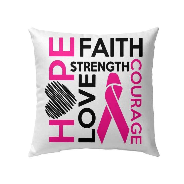 Purple Ribbon, Pink Ribbon Pillow - Gift For Breast Cancer Awareness - Faith Hope Love Strength Courage Throw Pillow