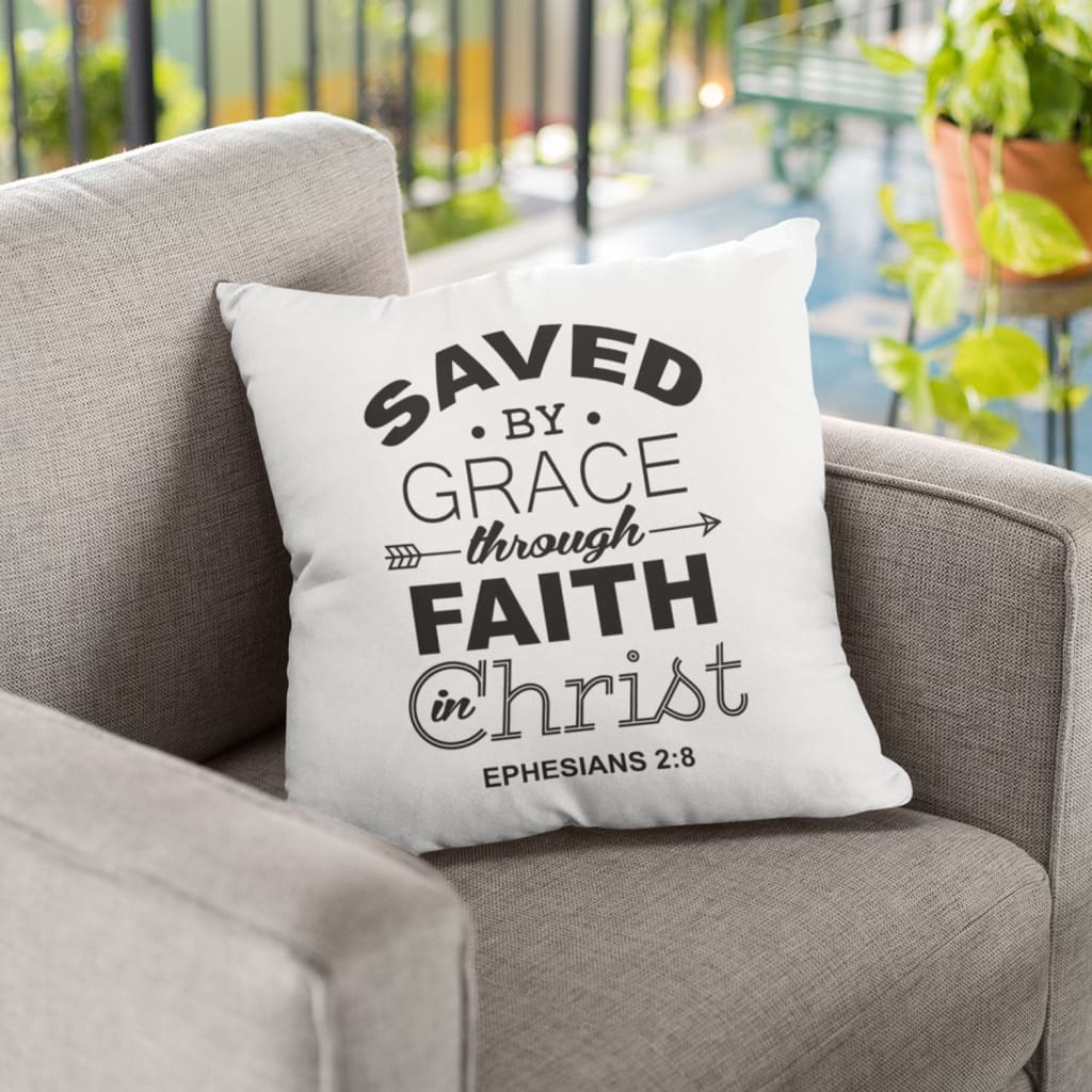 Jesus Pillow - Arrow Pillow - Gift For Christian - Saved by grace through faith in Christ Ephesians 2:8 Throw Pillow