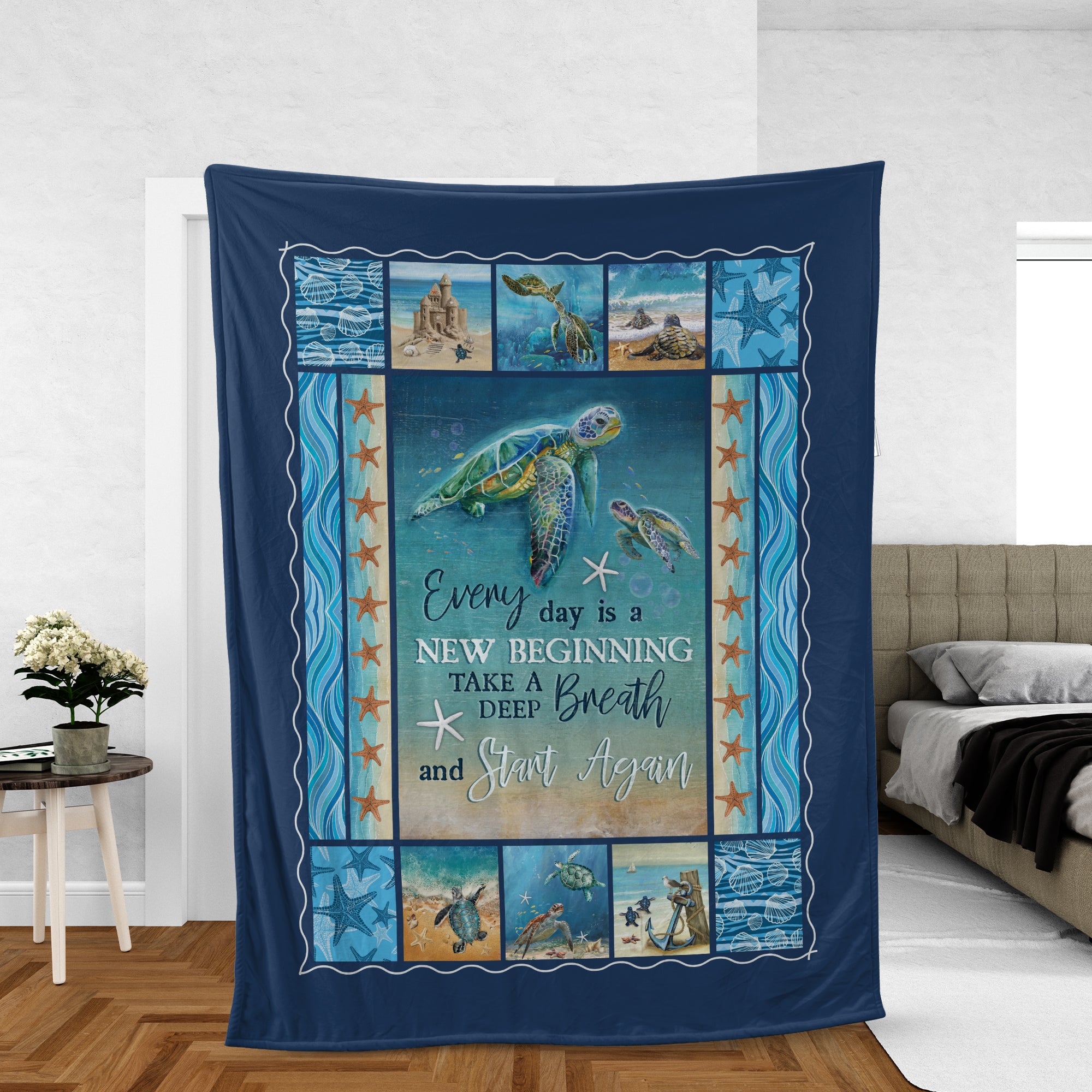 Christian Throw Blanket, Jesus Blanket, Faith Blanket, Inspirational Gift, Sea Turtles Blanket -under The Ocean, Everyday Is A New Beginning