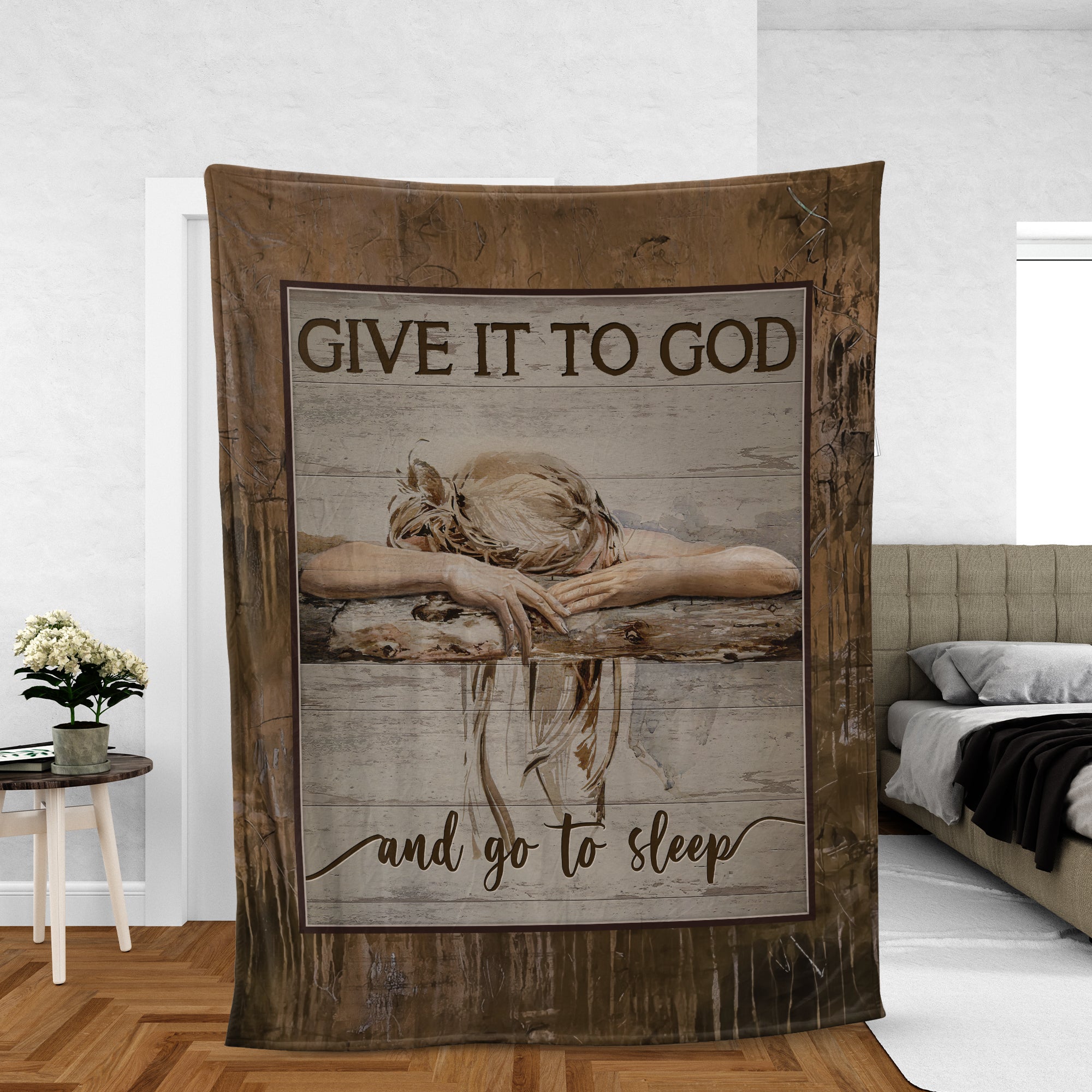 Christian Throw Blanket, Jesus Blanket, Faith Blanket, Inspirational Gift - Sleeping Girl, Give It To God And Go To Sleep