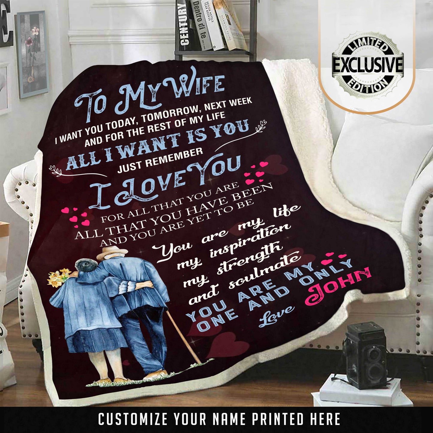 Valentine's Day Gift For Wife, To My Wife Personalized Blanket, You Are My Only Love Personalized Blanket, Gift For Wife Birthday, Anniversary
