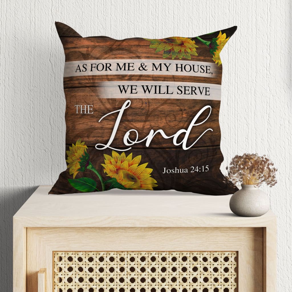 Jesus Pillow - Sunflower Pillow - Gift For Christian - As for me and my house Joshua 24:15 Throw Pillow