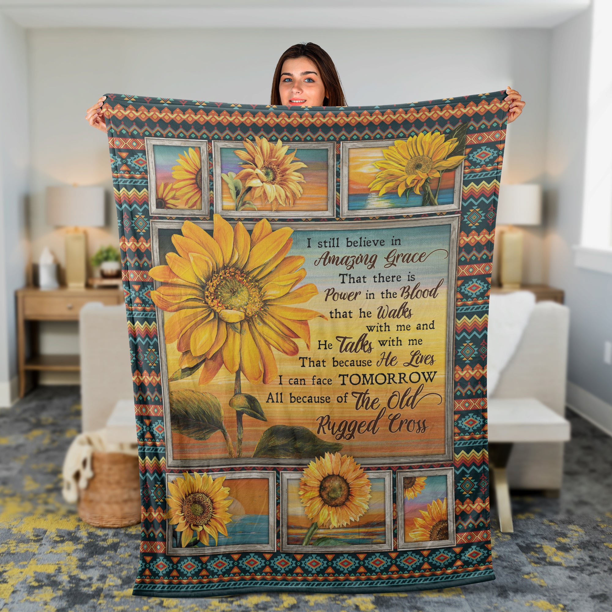 Christian Throw Blanket, Jesus Blanket, Inspirational Gift, Faith Blanket, Sunflower Blanket - I Still Believe In Amazing Grace, Our Lord And Savior