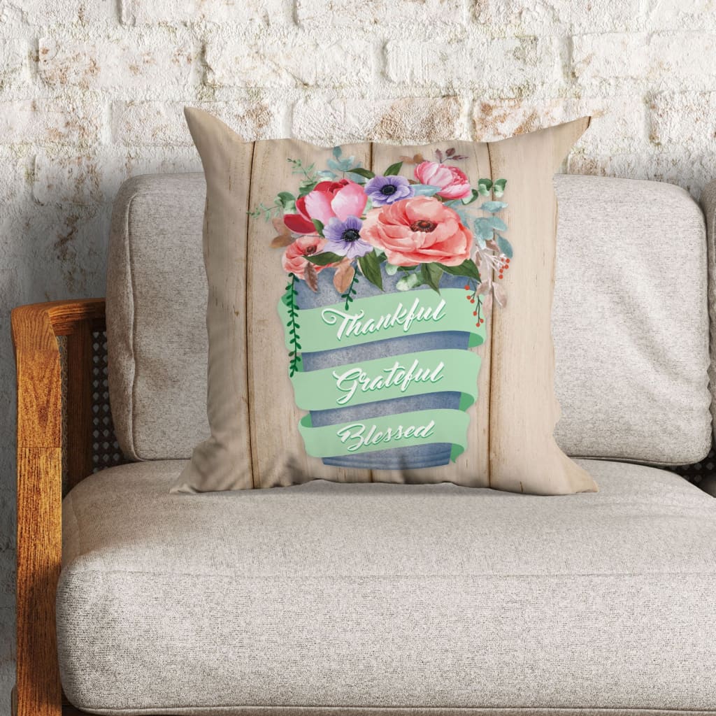 Jesus Pillow - Flower Vase Pillow - Gift For Christian - Thankful Grateful Blessed pillow