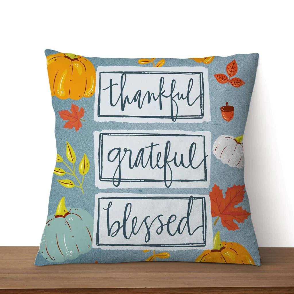 Jesus Pillow - Autumn Leaves, Fall Pumpkin Art Pillow - Gift For Christian, Thanksgiving Day - Thankful grateful blessed pillow