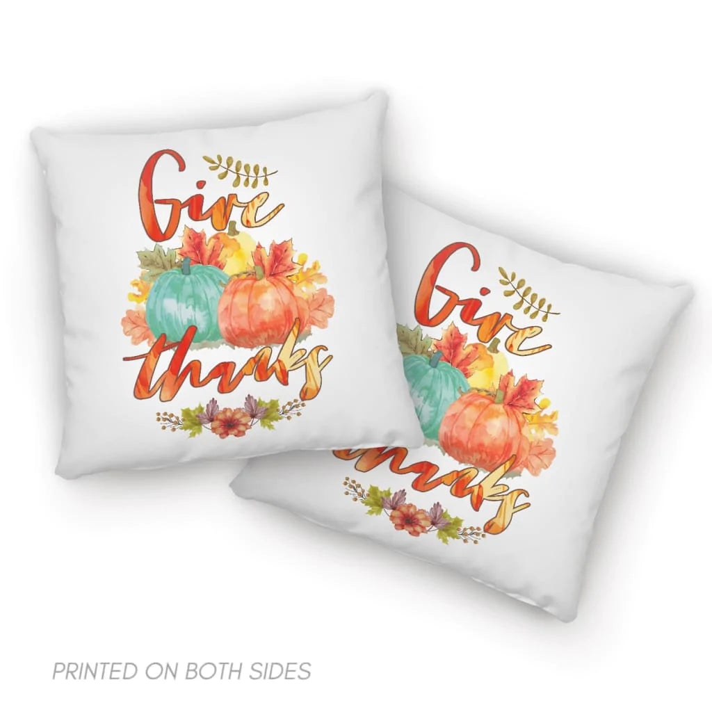 Pumpkin, Autumn Floral Leaf Pillow - Gift For Thanksgiving Day - Give thanks Throw Pillow