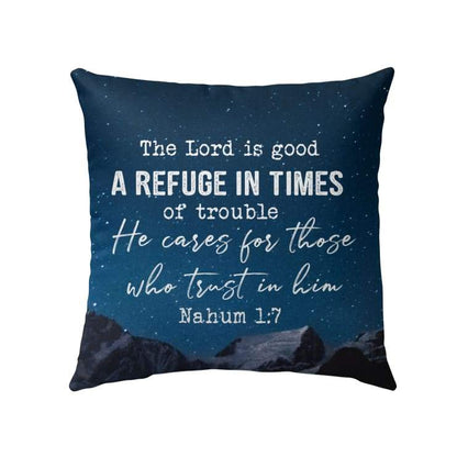 Bible Verse Pillow - Jesus Pillow - Night Mountain Pillow - Gift For Christian - The lord is good Nahum 1:7 Pillow