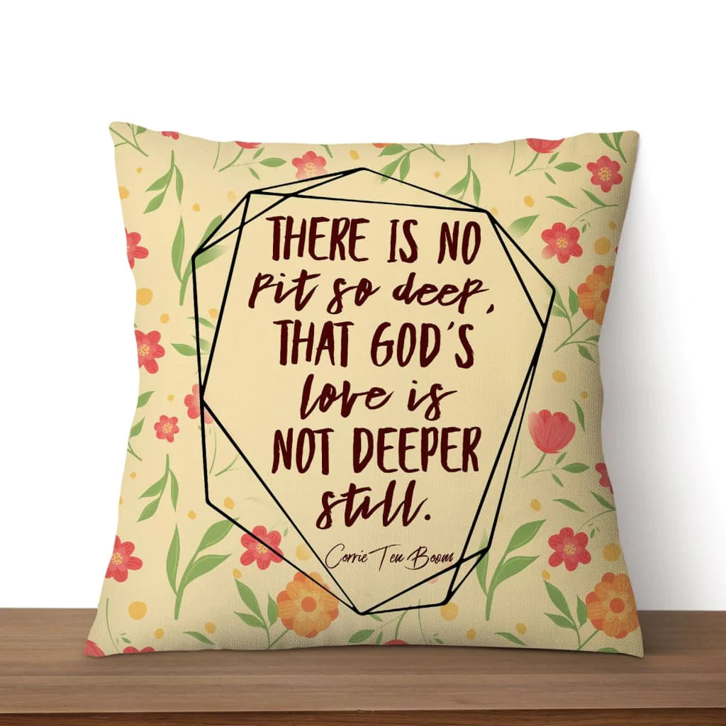 Jesus Pillow - Flower Frame Art Pillow - Gift For Christian - There is no pit so deep that God's love is not deeper still Throw Pillow