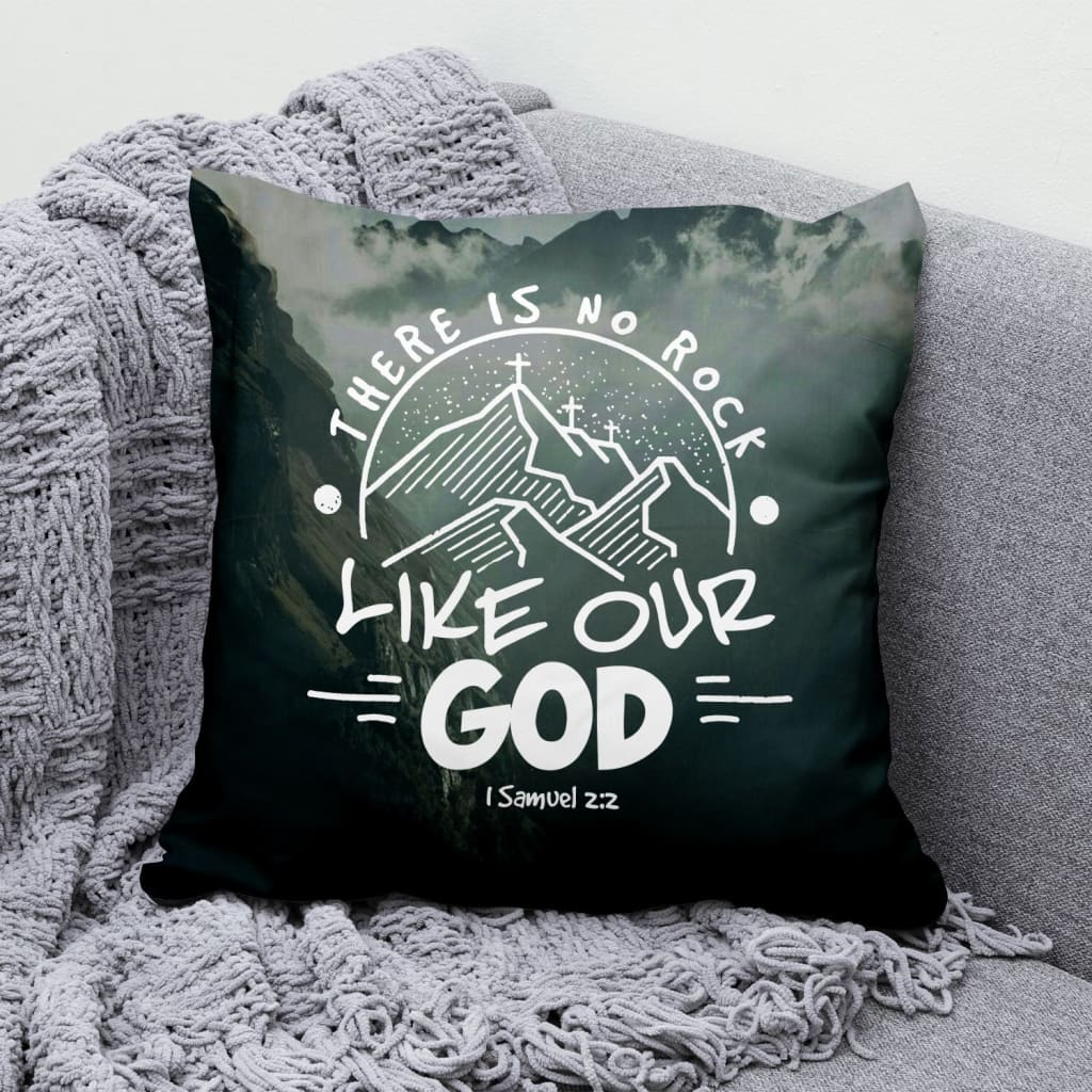 Bible Verse Pillow - Jesus Pillow - Mountain Drawing Pillow - Gift For Christian - There is no rock like our God 1 Samuel 2:2 Throw Pillow