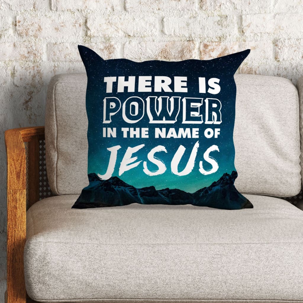 Jesus Pillow - Night Mountain Pillow - Gift For Christian - There is power in the name of Jesus Throw Pillow