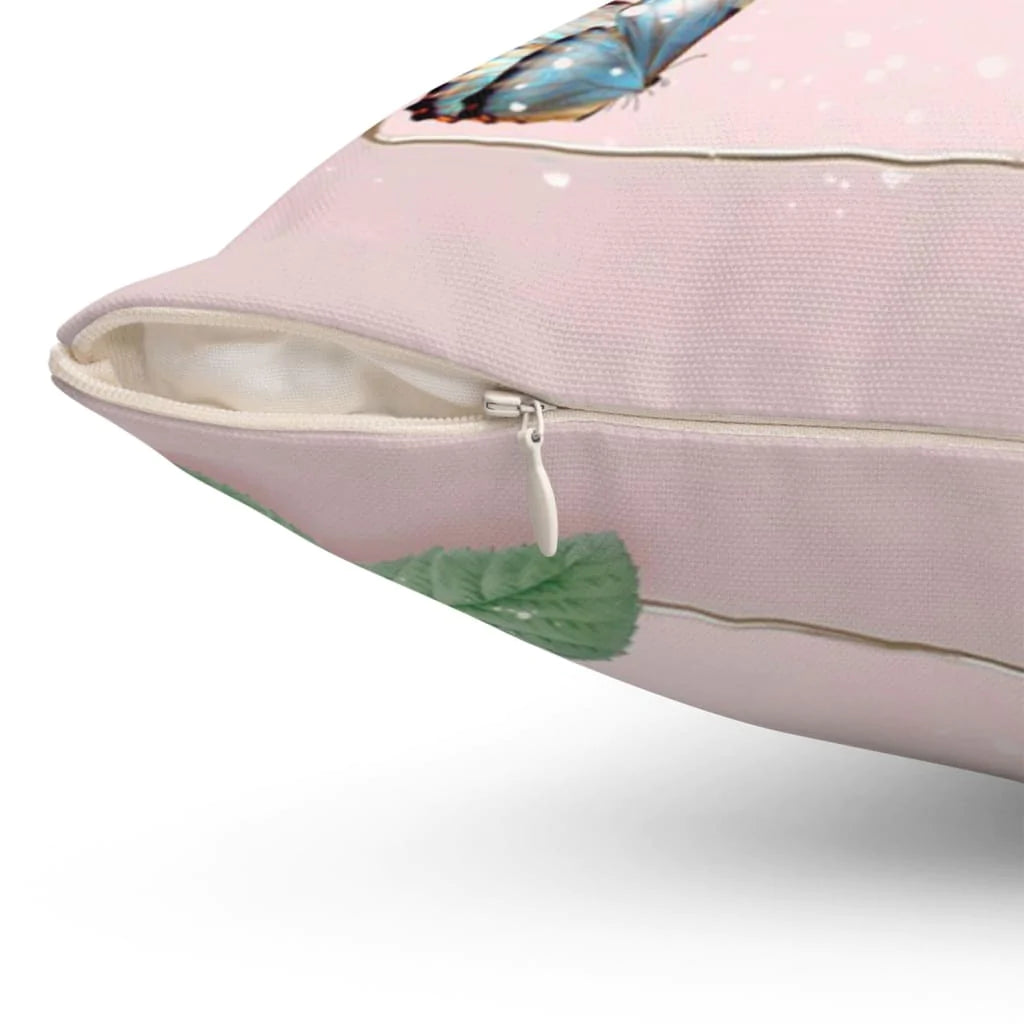 Bible Verse Pillow - Jesus Pillow - Blue Butterfly Pillow - Gift For Christian - They will have no fear of bad news Psalm 112:7 Throw Pillow
