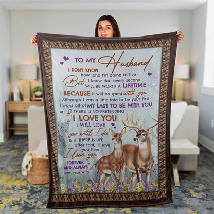 Couple Blanket, To My Husband Blanket, Valentine's Day Gift, Gifts For Husband From Wife, Deer And Lavender Field Blanket - I Love You Forever