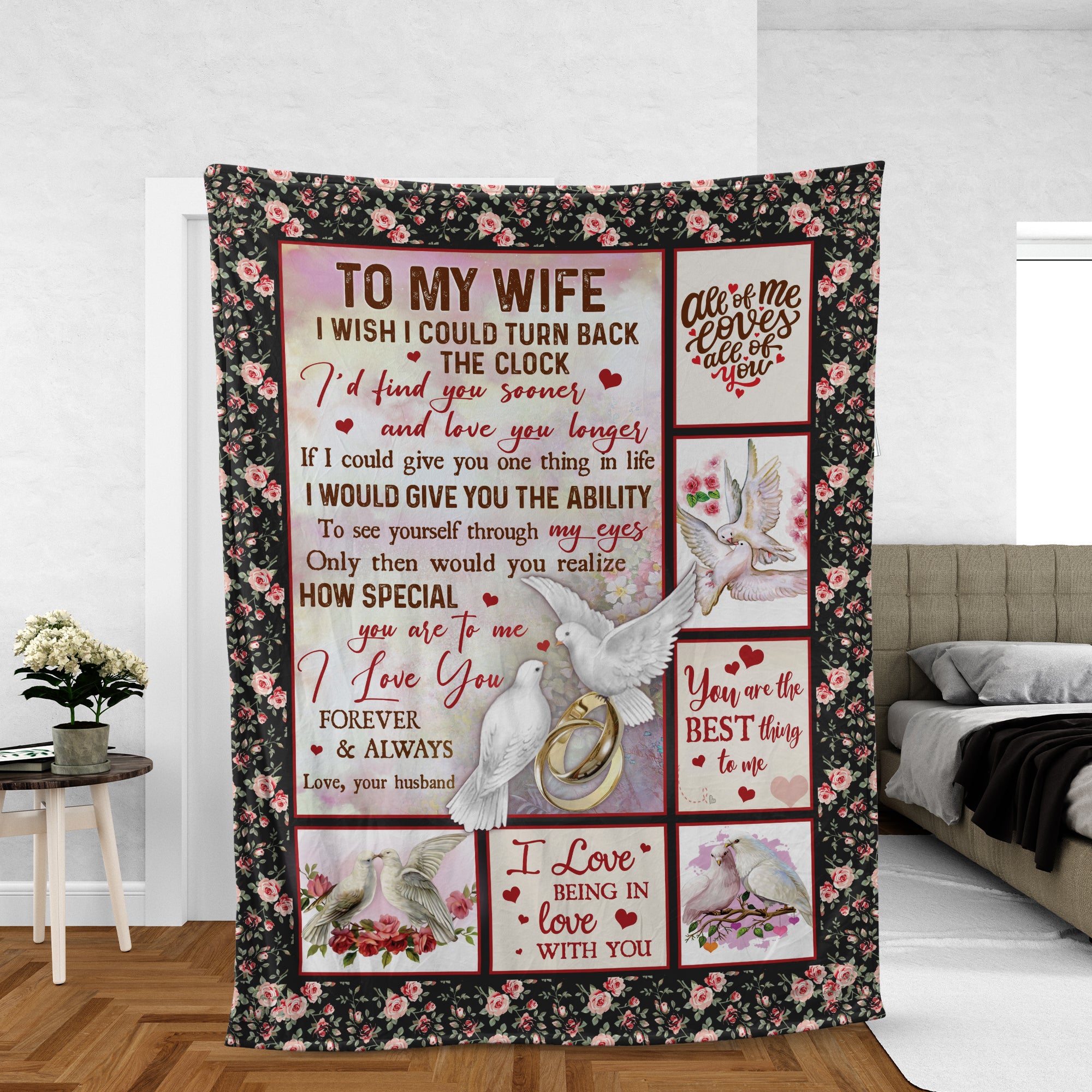 Couple Blanket, To My Wife Blanket, Valentine's Day Gift, Gifts For Wife From Husband, Doves Blanket - Wedding Rings, You Are The Best Thing To Me