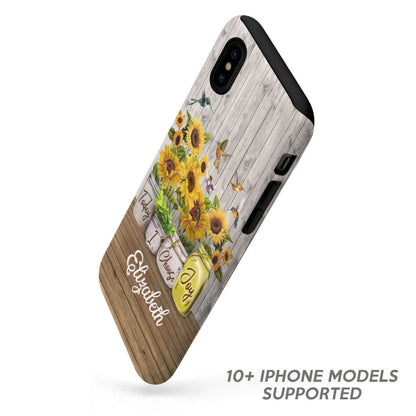 Personalized Phone Cases, Sunflower And Humming Bird Phone Cases, Today I Choose Joy Custom Name Phone Case, Gift For Mother's Day, Friend, Family