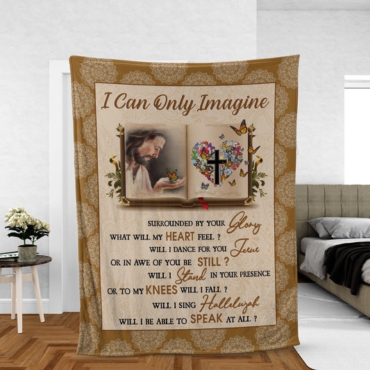 Christian Throw Blanket, Faith Blanket, Jesus Blanket, Inspirational Gift - Bible Blanket, Face Of Jesus, Colorful Butterfly, I Can Only Imagine