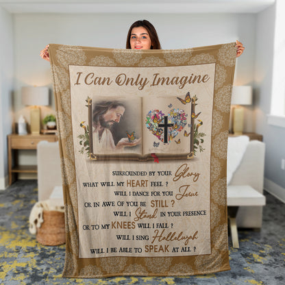 Christian Throw Blanket, Faith Blanket, Jesus Blanket, Inspirational Gift - Bible Blanket, Face Of Jesus, Colorful Butterfly, I Can Only Imagine